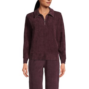 Lands' End Women's Long Sleeve Sport Cord Quarter Zip Pullover - 1 of 3