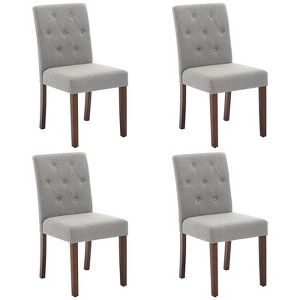 Upholstered Dining Chairs Set of 4, Tufted Parsons Kitchen Chair with Wood Legs, Button Tufted Modern Fabric Side Chair - 1 of 4