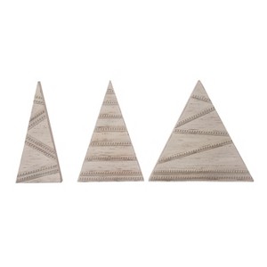 Transpac Wood 11.69 in. Off-White Christmas Textured Winter Trees Set of 3 - 1 of 4