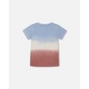 Deux par Deux Boy Short Sleeve Organic Cotton Graphic Tee Gradient Pale Blue and Dark Old Rose - 24 Months - 4 of 4