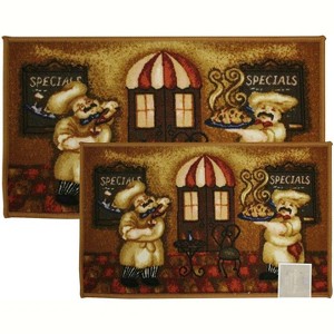 Kashi Home 2-Piece & 3-Piece Kitchen Rug Set Farmhouse Chef Print Area ...