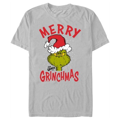 Men's Dr. Seuss Merry Grinchmas T-shirt - Silver - Small : Target