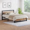 coucheta Metal Platform Bed Frame with Wooden Headboard and Footboard, Industrial Mattress Foundation, Under Bed Storage - 3 of 4