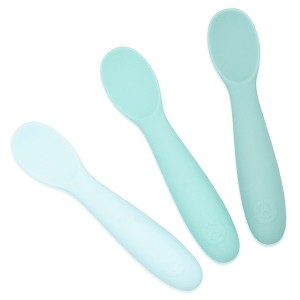 WeeSprout Baby Spoons for Self Feeding 6 Months +, Soft & Durable Silicone Utensils for Sensitive Gums & Teeth, 3 Pack + Carrying Case - 1 of 4