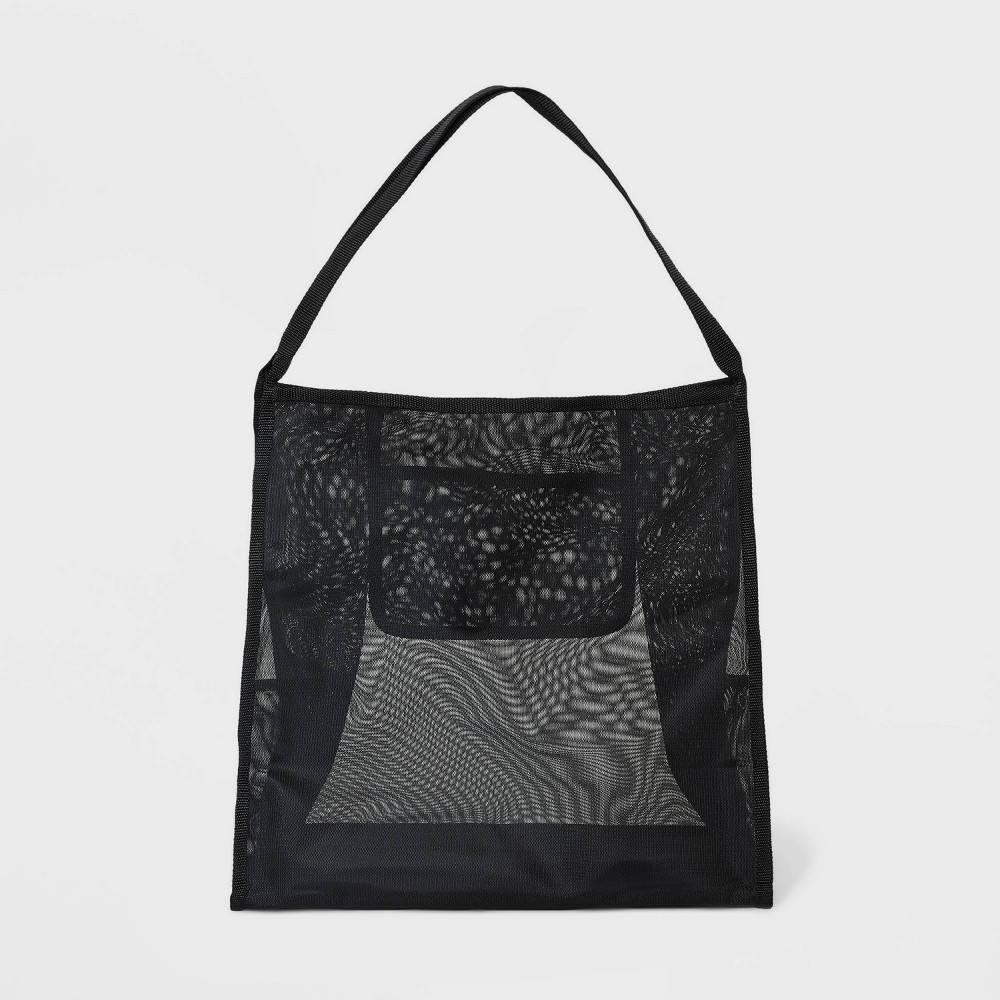 Mesh Shoulder Tote Handbag - Shade & Shore Black