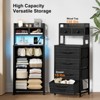 WOWLIVE Tall Nightstand with Charging Station and LED, Bed Side Table with 6 Drawers and 3-Tier Wood Storage Shelves for Bedroom - 2 of 4