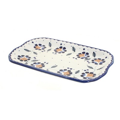 Blue Rose Polish Pottery Sunflower Small Rectangular Tray