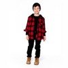 Deux par Deux Boy Plaid Flannel Shirt with Hoodie Red and Black - 2 of 4