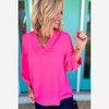 Amaryllis Women’s Textured V-Neck Top with Shirred Trim Three-Quarter Balloon Sleeves Relaxed - 4 of 4