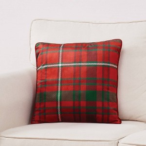 Truly Soft 18"x18" Plaid Decorative Pillow Red - 1 of 4