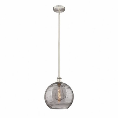 Athens Deco Swirl - 1 Light Stem Hung Mini Pendant In Industrial Style-12.88 Inches Tall and 12 Inches Wide