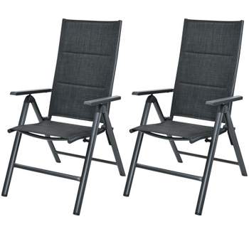 Tangkula Set of 2 Patio Chairs Adjustable Sling Back Chairs Folding Outdoor Chairs for Camping Garden