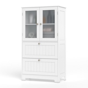 Tangkula Bathroom Floor Storage Cabinet Freestanding Cupboard Pantry w/ 2 Drawers - 1 of 4