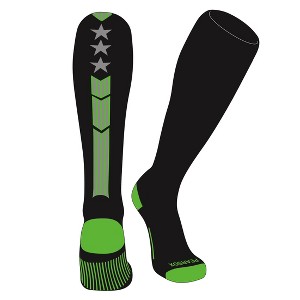 PEAR SOX Elite USA Stripe Knee High Sports Socks - Black, NEON Green, Silver - 1 of 1