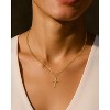 Molenia Hammered Gold Cross Necklace, 14K Gold Christian Pendant, 925 Sterling Silver T Bar Chain, Baptism Confirmation Gift for Men Girl Godchild - 2 of 4