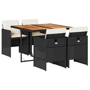 vidaXL Patio Dining Set Set of 4 Black, Brown, Cream White - 1 of 4