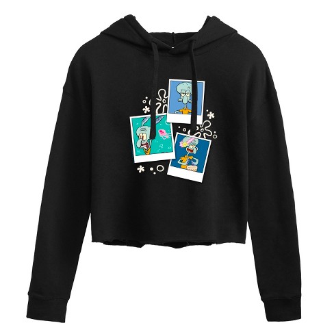 Women's - SpongeBob SquarePants - Squidward Photos Cropped Graphic Hoodie - image 1 of 4