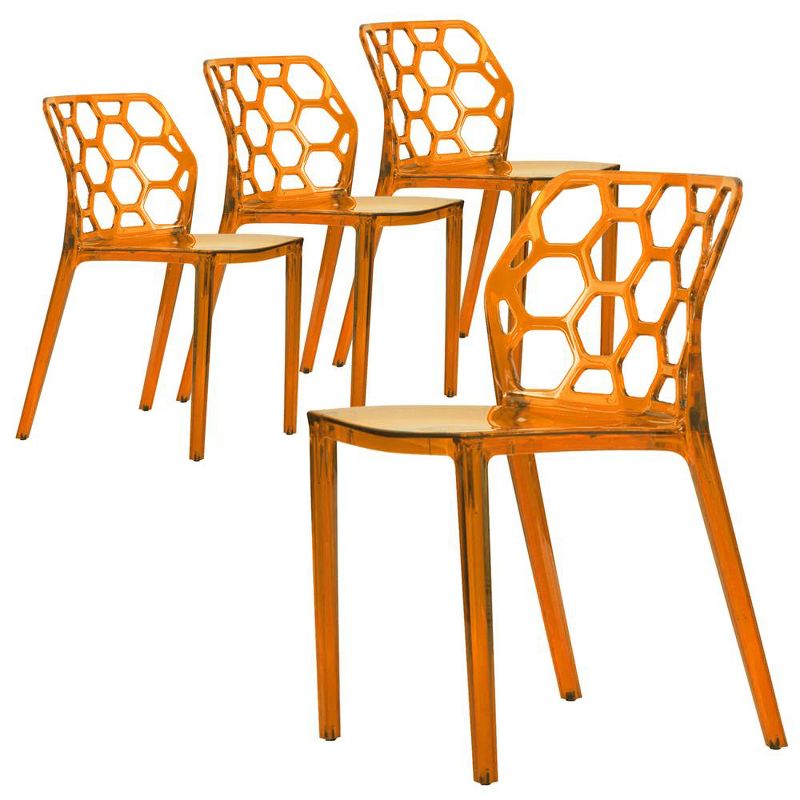LeisureMod Dynamic Modern Plastic Dining Chair Set of 4, 1 of 10