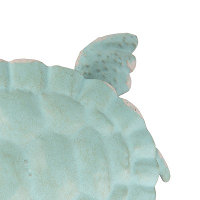 Large Coastal Blue Ceramic Sea Turtle Figurine