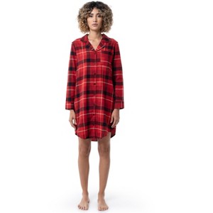 Fruit of the Loom Women's Long Sleeve Flannel Button Down Pajama Sleepshirt, Sizes S-4X - 1 of 4