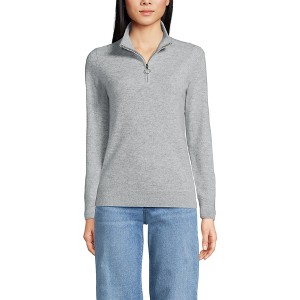 Lands' End Women's Cashmere Quarter Zip Sweater - 1 of 3