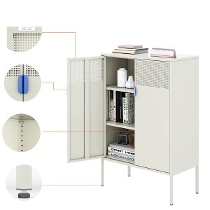Metal Storage Cabinet with 2 Adjustable Shelves,  Locking Cabinet for  Home,Shoes, Office, Dining Room - 1 of 4