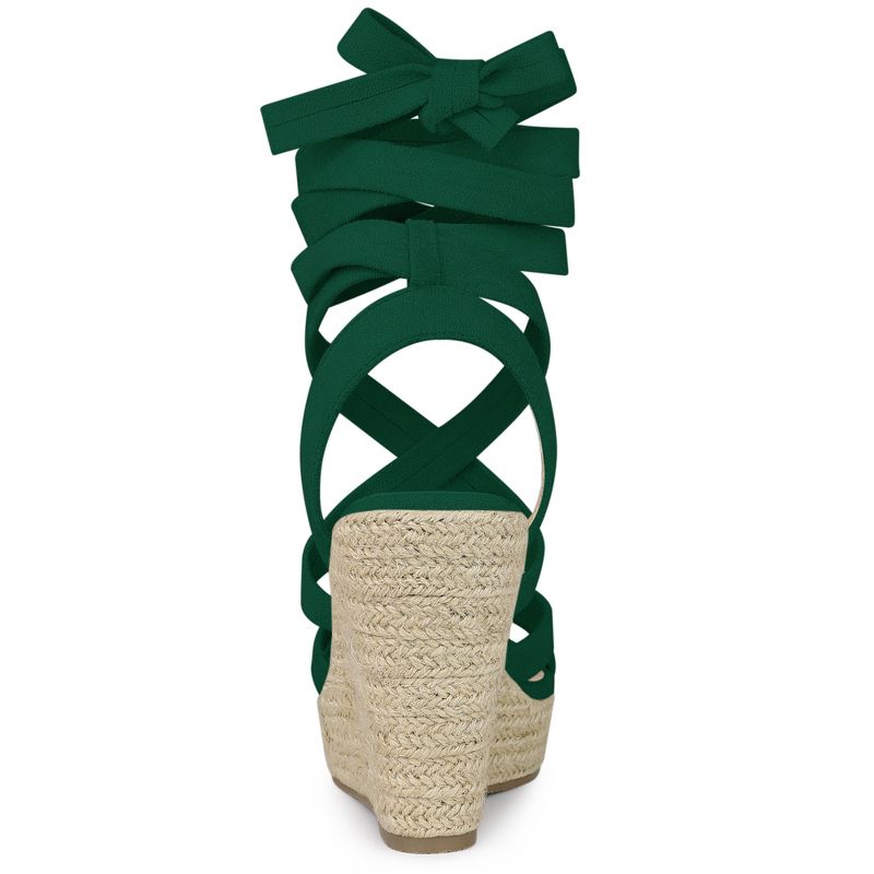 Allegra K Women's Espadrilles Platform Heels Lace Up Wedge Sandals, 4 of 7