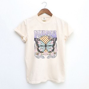Simply Sage Market Women's Mama Butterfly Short Sleeve Garment Dyed Tee - 1 of 2