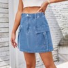 Clearlove Women's Denim Short Skirt for Spring Summer Jeans Dress Washed Fabric with Elastic Waistband for Comfortable Fit Stylish Casual - 2 of 4