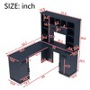PAGED L-Shaped Computer Desk with 2 Cabinets and 2 Drawers, 11 Open Shelves and 1 Right Flip Shelf with Storage, with Power Outlet, White - 3 of 4