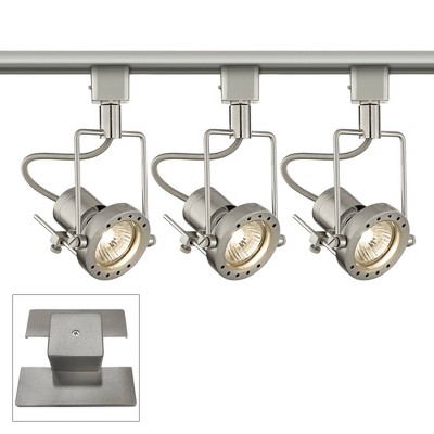 Pro Track 3-Light Brushed Nickel European Track Kit w/ Floating Canopy