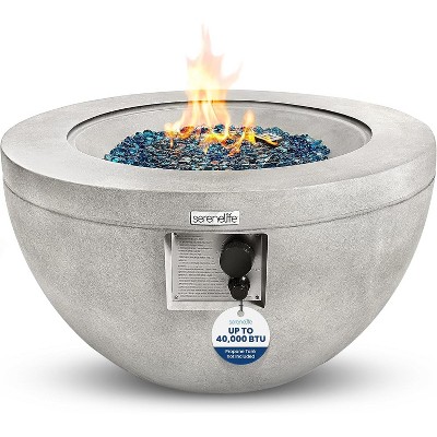 SereneLife Propane Gas Fire Pit - Round, 40k BTU