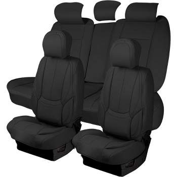 Zone Tech Car Leather Seat Covers for Front and Rear Seats Fully Covered Set of 5 Universal Fit Waterproof Fine Seat Protectors