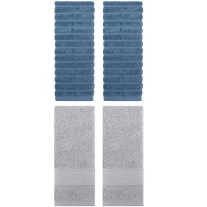 REGALWOVEN 4 Pcs Cotton Quick Drying Soft Striped Hand Towel 14" x 30" - 1 of 4