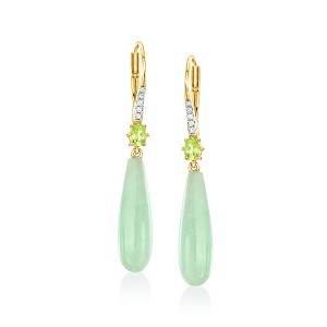 Ross-Simons Jade and .20 ct. t.w. Peridot Drop Earrings With White Topaz Accents in 18kt Gold Over Sterling - 1 of 3