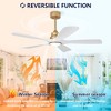 Wanze of Ocean 52 in. Smart Gold Solid Wood White Blades 2-Size Downrod Mount Standard Ceiling Fan with 3-Color Dimmable LED Light - 4 of 4