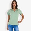 Anna-Kaci Women's Short Sleeve V-Neck Blouse with Double Layer Ruffle Sleeve Detail Casual and Chic for Everyday Wear - 3 of 4