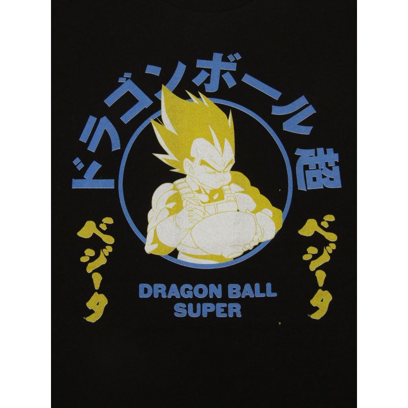 Dragon Ball Super Vegeta Crew Neck Short Sleeve Black Washed Men's T-shirt, 2 of 4