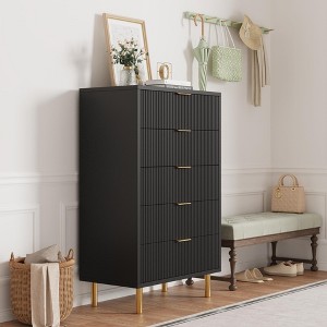 Modern 5 Drawer Dresser for Bedroom with Gold Handle and Large Drawer - 1 of 4