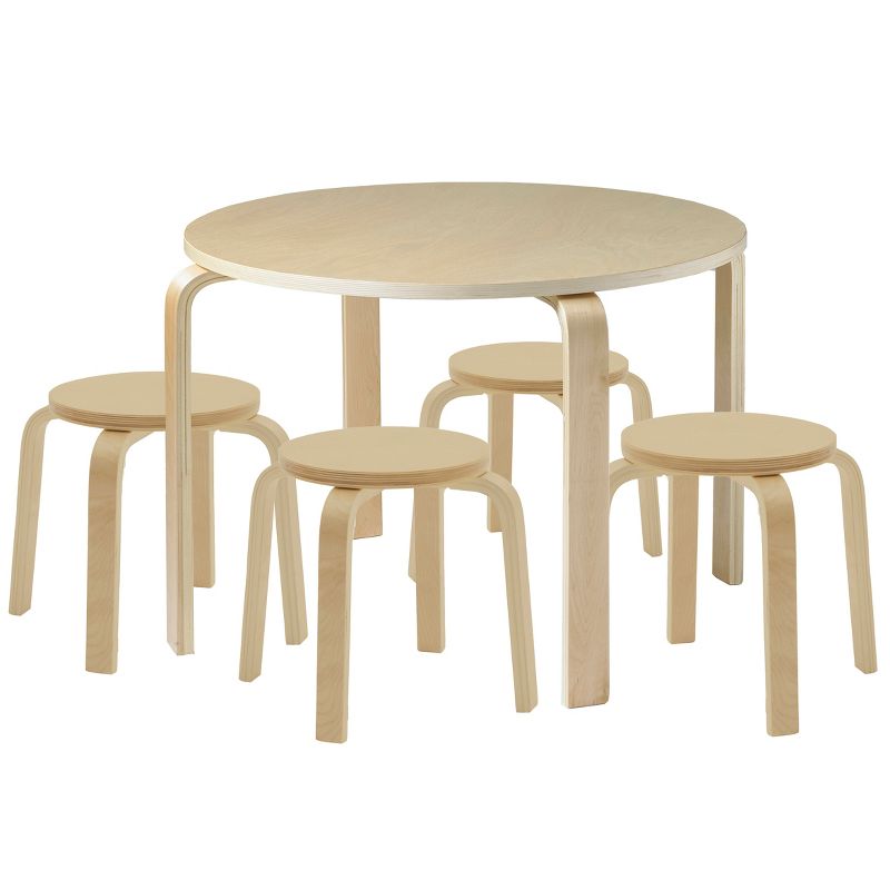 ECR4Kids Bentwood Table and Stool Set for Kids, 5-Piece Set, 1 of 11