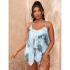 Womens Plus Size Mesh Cover Tie Dye Bikini High Waisted Swimsuits Bathing Suits Tummy Control Swimwear - 2 of 4