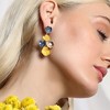 SOHI Women's Lemon Yellow:Indigo Blue The Lilypad Drop Earrings - 4 of 4