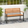 Tangkula Outdoor Bench Acacia Wood Patio Loveseat w/ Backrest Armrests Garden Bench Black - 3 of 4