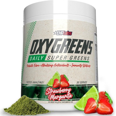 EHPlabs OxyGreens Super Greens Powder - Spirulina & Chlorella Superfood, Green Juice Powder & Greens Supplements, 30 Serves (Strawberry Margarita) - image 1 of 4