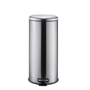 8 Gallon Stainless Steel Trash Can with Bamboo Lid, Soft-Close Pedal, Removable Bucket for Kitchen, Office - 1 of 4