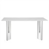 Modern Minimalist Dining Table, White Imitation Marble Glass Sticker Desktop, Stainless Steel Legs, Dining Table For Living Room Dining Room, White - 4 of 4