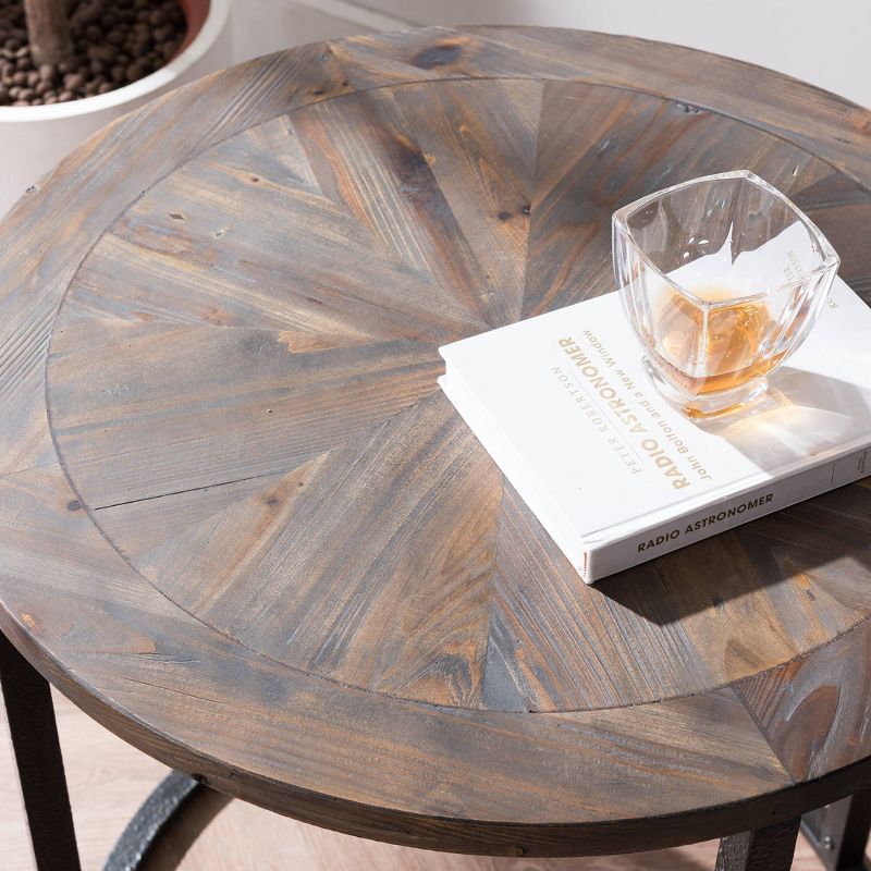 Lymedon Round Reclaimed Wood End Table Natural/Black - Aiden Lane, 3 of 9