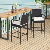Costway 2PCS Patio PE Wicker Bar Chairs Counter Height Barstools with Armrests &Cushions - 2 of 4