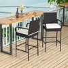 Costway 2PCS Patio PE Wicker Bar Chairs Counter Height Barstools with Armrests &Cushions - image 2 of 4