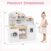 Honeyjoy Kids Kitchen Set Wooden Kitchen Playset with Clock, Microwave, Sink, Dish Rack White/Pink/Brown - 3 of 4